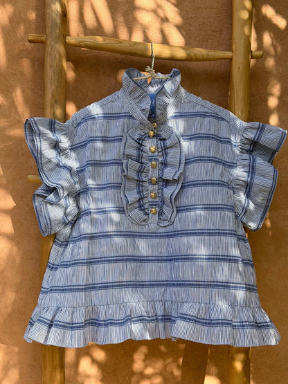 Elegant Ruffled Stripe Blouse for Women