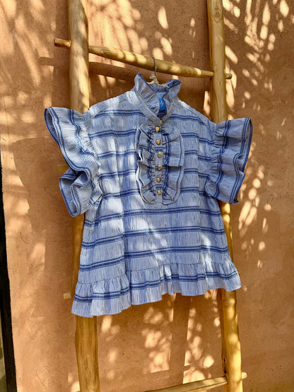 Elegant Ruffled Stripe Blouse for Women