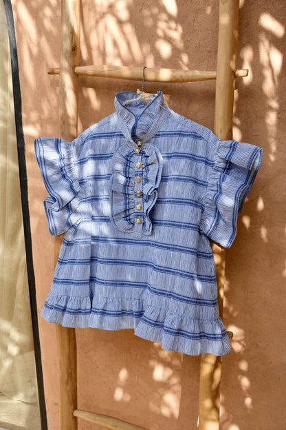 Elegant Ruffled Stripe Blouse for Women